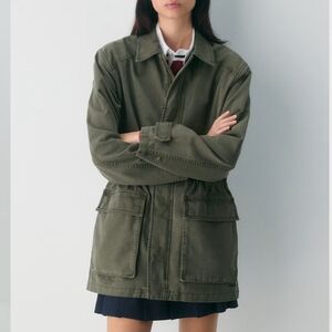 TNA EUC Oversized Jasper Field Barn Chore Relaxed Jacket Olive Aritzia XXS